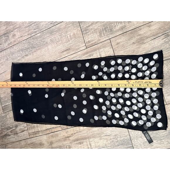 Echo Women's Black White Tubular 100% Silk Polka Dot Scarf - Picture 3 of 6
